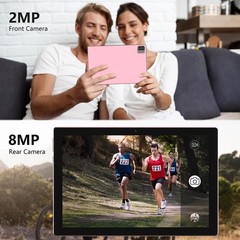 Tablet Android 15, 10 inch 12GB RAM+64GB ROM/1TB Expand, 2 in 12GB+64GB Pink