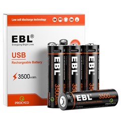 EBL Rechargeable 1.5V AA AAA Lithium Batteries USB Charging Li-ion Battery Lot