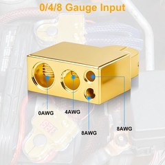 2 PCS 12-24V Car Battery Terminal Connectors Clamps 0/4/8 Gauge w/ LED Voltmeter