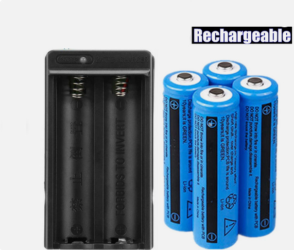 4x Batteries 3.7V Rechargeable Battery 1x Charger for 18mm*65mm Battery