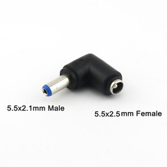 10x DC Power 5.5x 2.5mm Female To 5.5 x 2.1mm Male Right Angle Adapter Connector