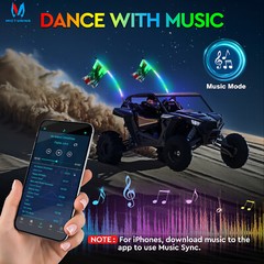 3FT RGB Spiral LED Whip Light w/ APP Control For Polaris RZR/ Can-Am/ Honda UTV