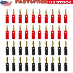 40x 4mm Gold Plated Banana Plugs Audio Jack Speaker Wire Cable Screw Connector