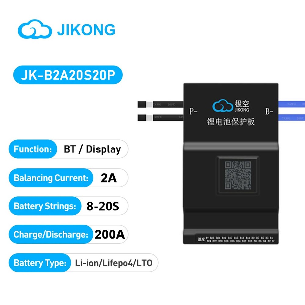 JK Smart BMS 200A 8S-20S w/2A Active Balancer BT for Li-ion Lifepo4 Battery Lot