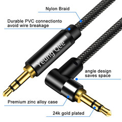 3.5Mm Aux Cable 1.5 Ft, 3.5Mm Nylon Braided Male to Male Stereo Audio Cable Audi