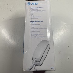 AT&T 210 Basic Trimline Corded Phone Single Line No AC Power Required White