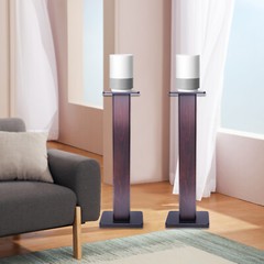 Pair Black Walnut Speaker Stands 36 in (90 cm) Sand-Fillable Bookshelf