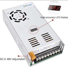 DROK 48V Power Supply, AC 110V/220V to DC 0-48V 10A 480W Buck Converter, Adjusta