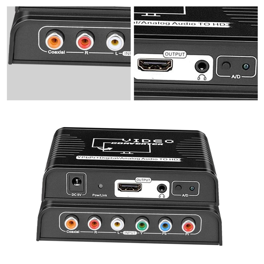 5 RCA Ypbpr Component Coaxial Audio to HDMI Video Converter for DVD PS2 XbAr