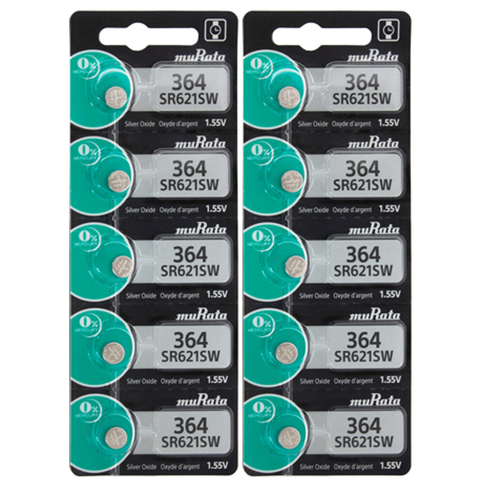 10 Murata Replaces Sony 364 AG1 SR621SW SR621 SR60 363 164 Silver Ox Battery