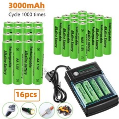 Lots 3000mAh AA /AAA Recargables Alcalinas Alkaline Baterias / Battery Charger