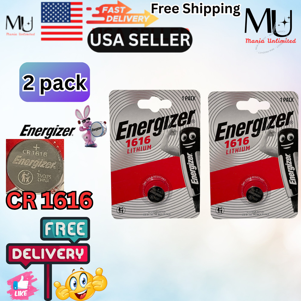 2X Pack Energizer CR 1616 ECR1616 Fresh Stock Lithium 3V Battery Exp Date 2033+