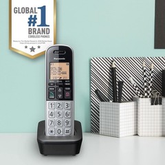Panasonic Compact Cordless Phone / DECT 6.0, 1.6″ 1-Handset KX-TGB810S Black/Sil