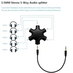 5-Way 3.5mm Audio Headphone Jack Splitter Adapter – Multi Earphone Aux 5 Ports