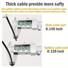 DC Splitter 1 Male 2 Female Plug, 5.5 x 2.1mm DC Power Extension Adapter Cable