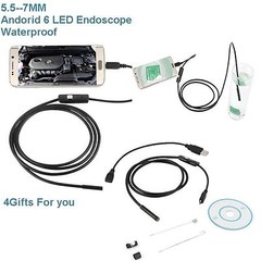 Silm Cable 5.5MM 6LED Micro USB Waterproof Endoscope Inspection Camera for Phone