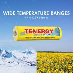Tenergy Solla NiMH AA 1000mAh 1300mAh Rechargeable Batteries Solar Garden Lights