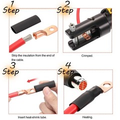 10pcs 4/0 AWG Copper Ring Terminals for Battery Cables, Heavy Duty Wire Lugs