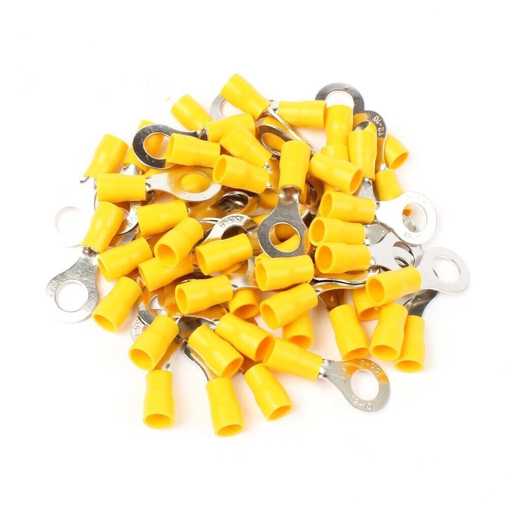 12-10 YELLOW Guage Wire Ring Terminals Electrical Vinyl Connectors Assortment