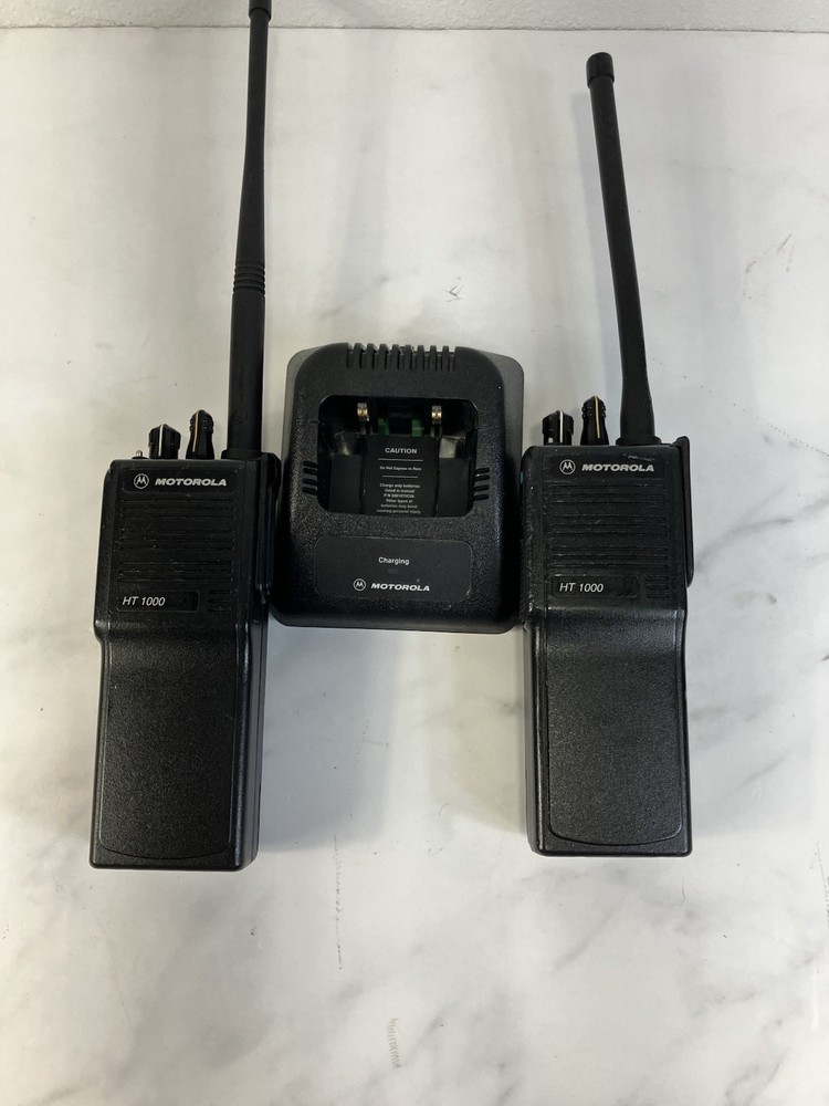 Lot of 2 HO1KDC9AA3DN Motorola HT1000 Radio & One Charger. See Description