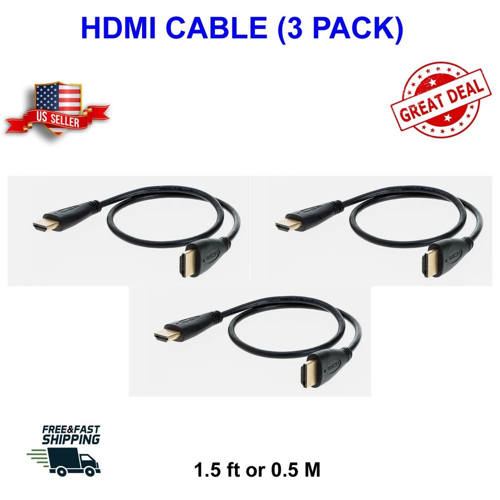 4K HDMI Cable, HDMI 2.0 Cable 0.5M/1.5FT – Ultra High Speed (3 PACK)