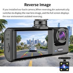 3 Lens Dash Cam Front Cabin Rear 1080P Night Vision, Parking Monitor, G-Sensor