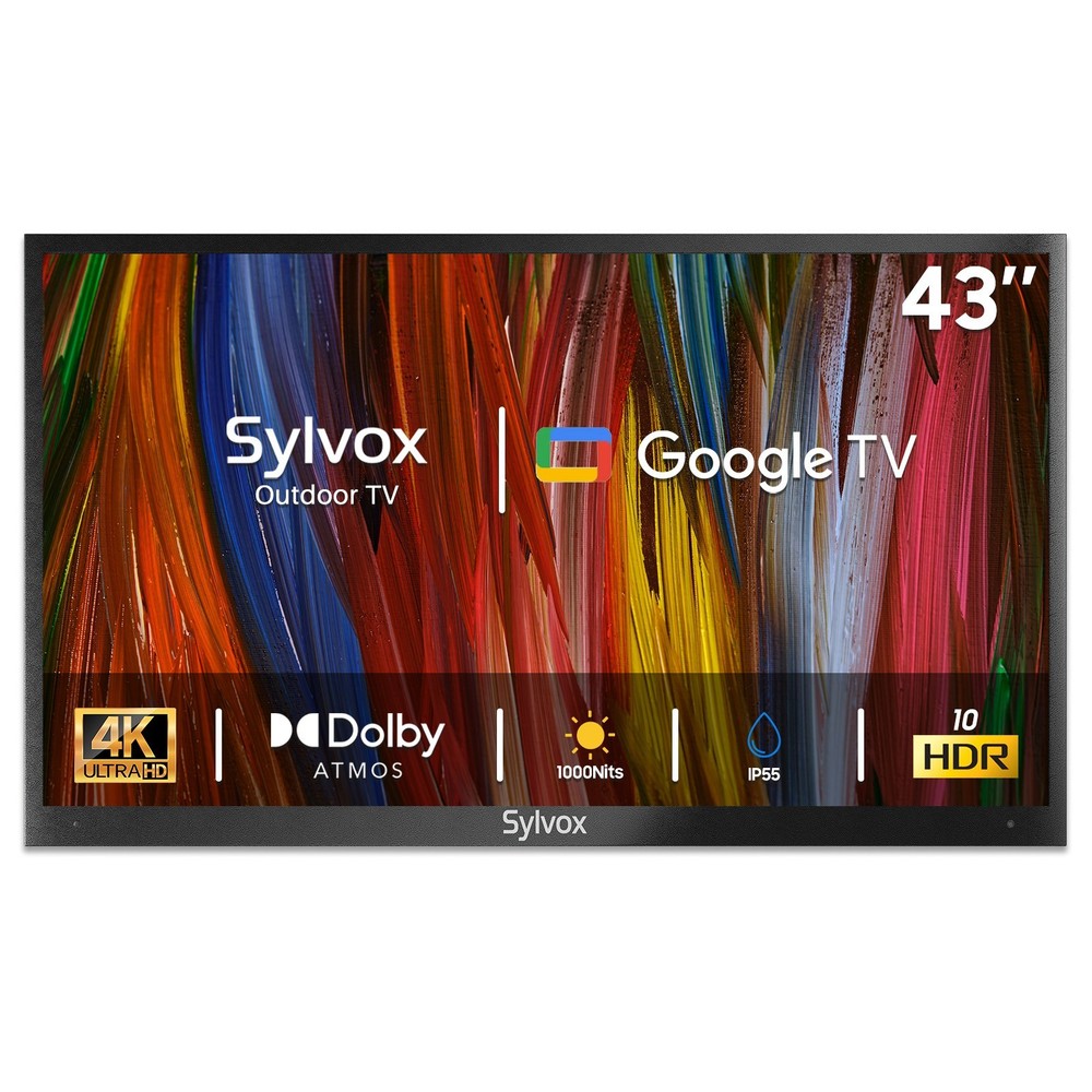 Sylvox Google Outdoor TV 43in Waterproof Smart TV 4K Voice Assistant 1000 nits