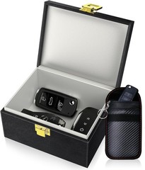 Small Versatile Faraday Box with Carbon Fiber Pouch – Blocks Keyless Signals