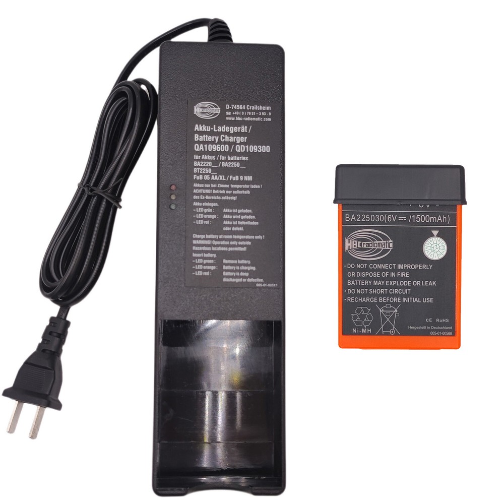 BA225030 6V Battery with Charger for HBC Remote Control Crane FUB 05AA Battery