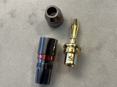 4 PAIRS 24K GOLD PLATED SCREW LOCK BANANA PLUG AUDIO SOLDERLESS 8 TOTAL