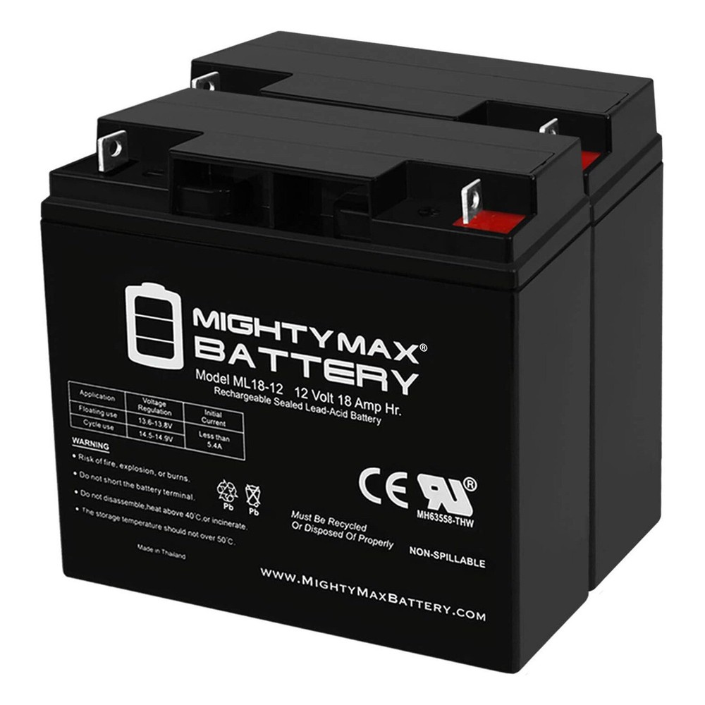 Mighty Max 2 Pack – 12V 18AH SLA Battery for Boosterpac ES5000 Battery Booster