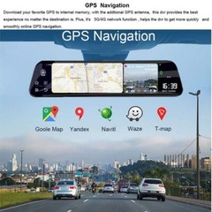 4K 12″ Dash Cam Mirror GPS WiFi Voice Control Car Rear View Backup Dual Camera