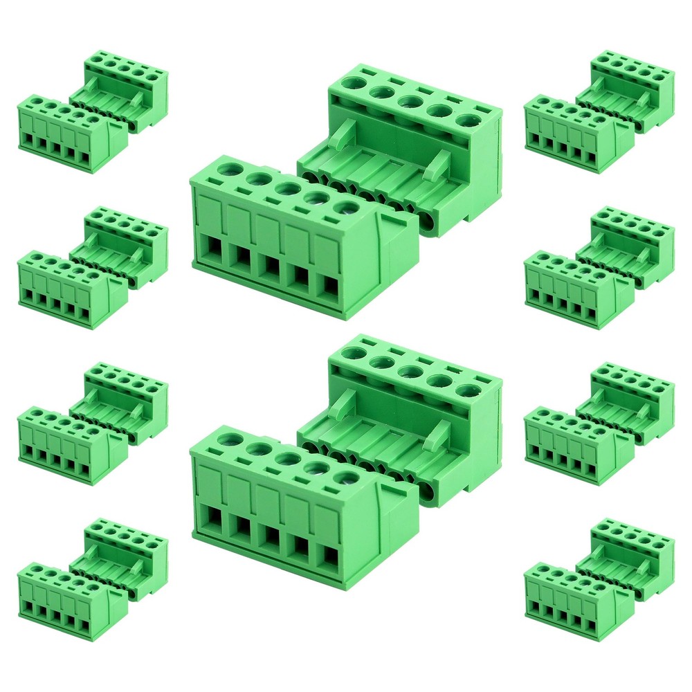 5 Pin 5.08mm Pitch Pluggable Mount Screw Terminal Block With Plug 10 PCS