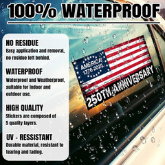 10Pcs 250 Anniversary Bumper Sticker America National Flag Eagle 250 Years of Fr