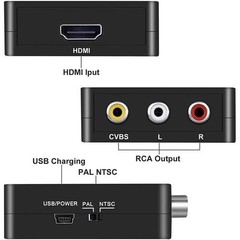 HDMI To RCA AV Converter Adapter 1080P CVBs 3RCA For Video Audio Xbox TV PC DVD