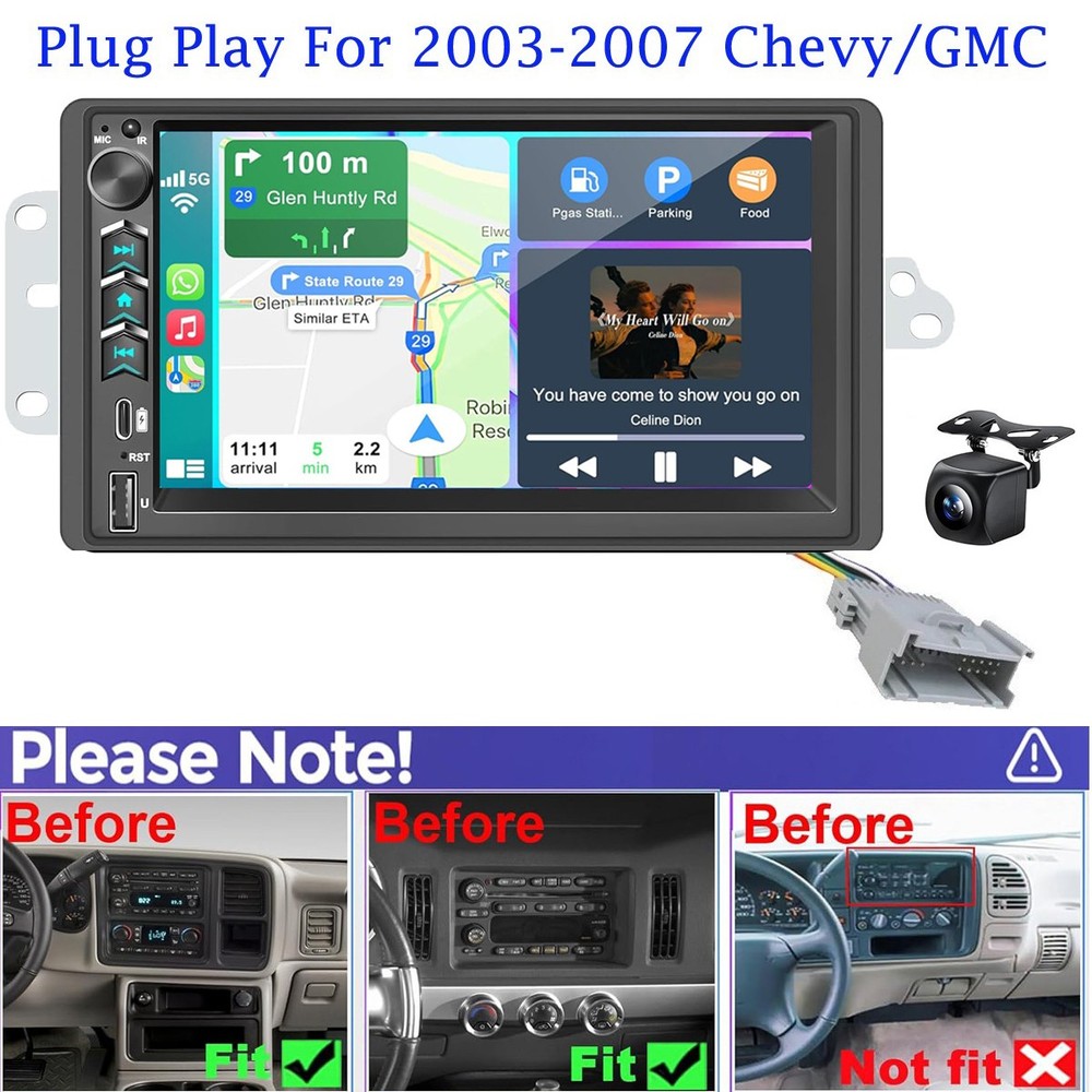 Android auto Carplay Car Stereo Radio For Chevy Silverado GMC Sierra 2003-2006