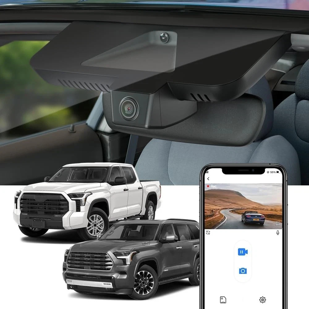 Fitcamx 4K Dash Cam for 2023-2026 Toyota Tundra & Sequoia 2023-2025 Black
