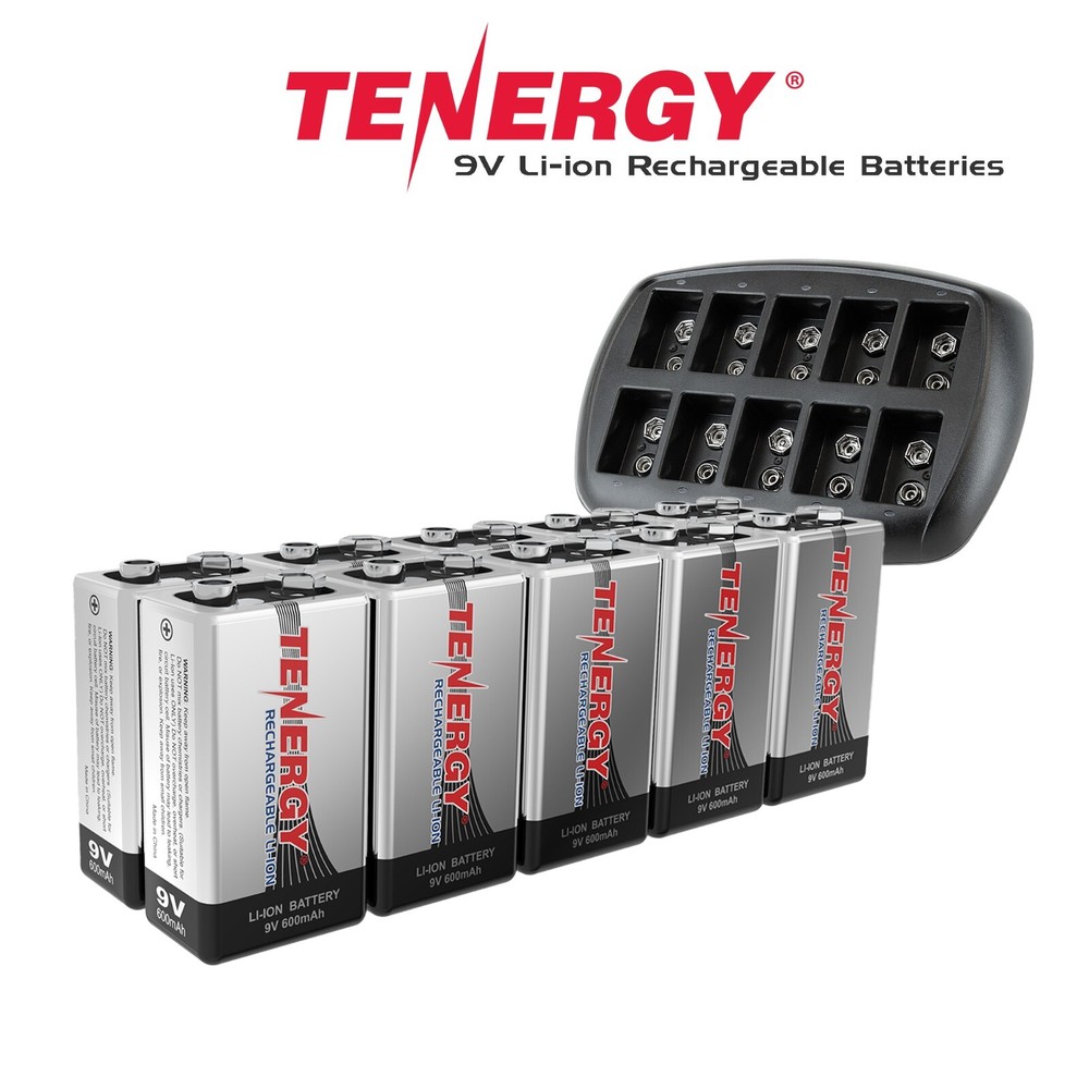Tenergy 9V Li-ion Rechargeable Battery 600mAh With Charger Options LOT
