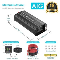 Pure Sine Wave 2000Watt Car Power Inverter Converter DC 12V to 120V AC VOLTWORKS