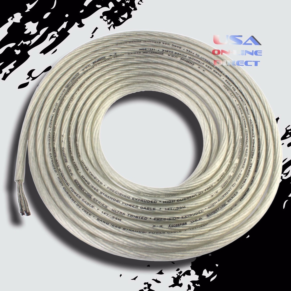 8 Gauge 20ft. OFC Copper AWG Platinum Power Ground Wire Audio Amplifier Cable US