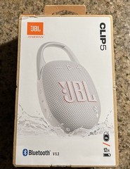 JBL Clip 5 Portable Waterproof Wireless Speaker White New In Box