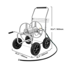 Vevor 250ft 5/8″ Hose Reel Cart; Storage Basket; 4-Wheel Mobile Steel Frame