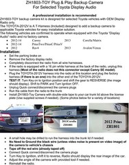Backup Camera Kit For Toyota Camry, Prius, Rav4, Corolla 2012, 2013, 2014