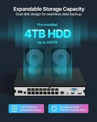 ZOSI 16CH 4K PoE NVR 8MP Video 4TB Hard Drive NVR for Add On IP Cameras System