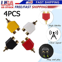 4PCS RCA Y Splitter 1 Male To 2 Female AV Audio Video Cable Adapter