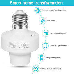 Smart Wifi E27/E26 Light Socket, [2 Pack] Intelligent WLAN Home Remote Control L