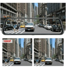 10” 1080P Mirror Dash-cam dual lens night vision G-Sensor front & rear-view