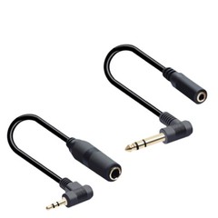 6.35mm 1/4″ Male to 3.5mm 1/8″ Female Right Angle Male Stereo Jack Adapter Cable