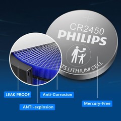 5Pack Philips Lithium Battery CR2450 ECR2450 BR2450 2450 3V Coin Button Cell