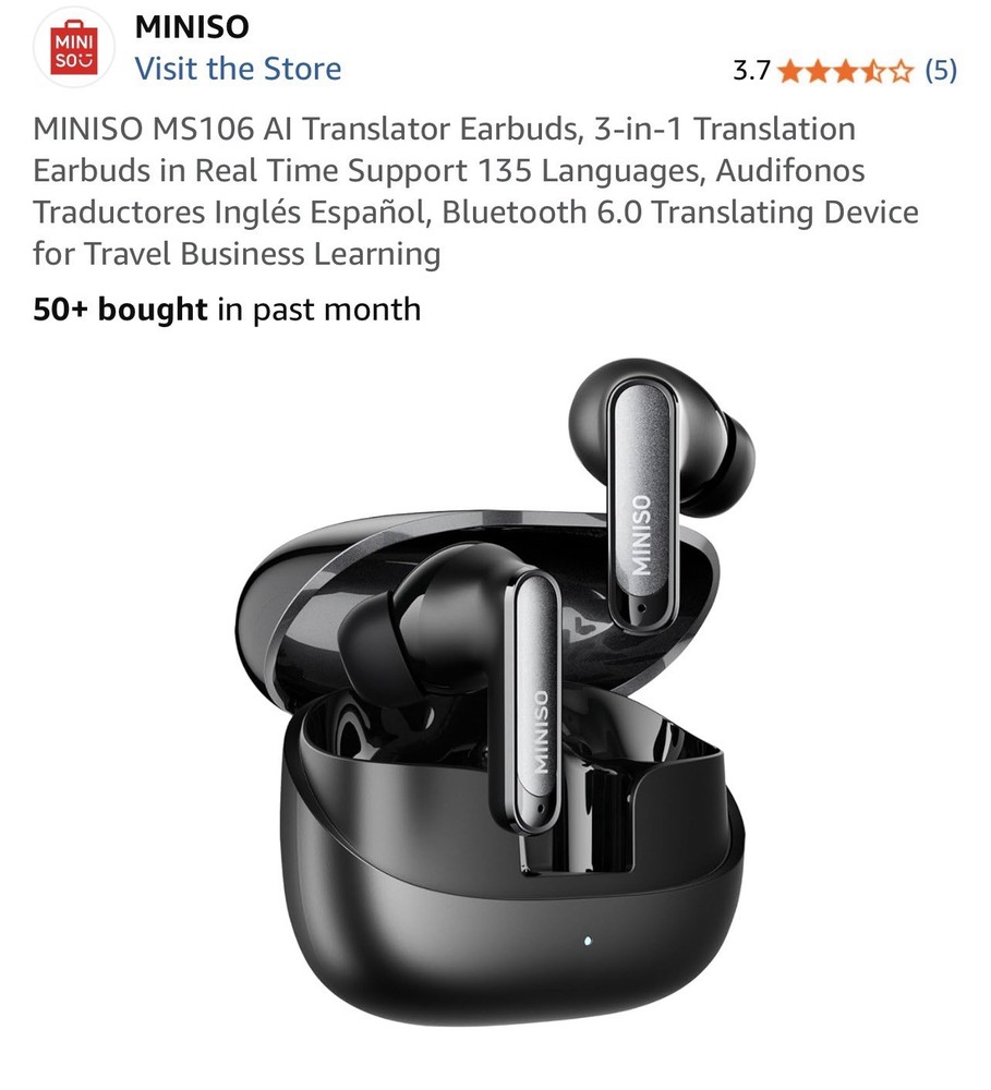MINISO MS106 Wireless Bluetooth 6.0 In-Ear Earbuds AI Translator, Noise-Cancelli